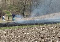 The ground still smokes after the fire is put out